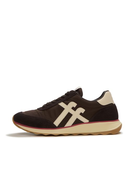 Fitflop Brown Retro-Q Fabric/Suede Trainers Nylon/Leather/Suede