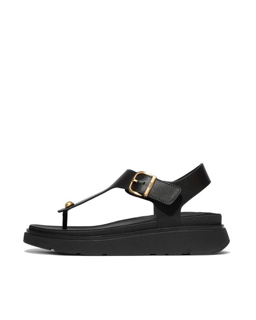 Fitflop Black Gen-Ff Leather Back-Strap Toe-Post Sandals