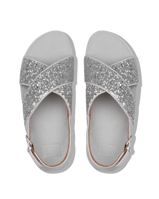 Fitflop Synthetic Fltflop Lulu Glitter Back Strap Sandals - Silver in ...