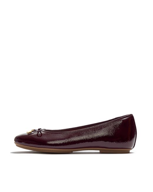 Fitflop Delicato Bow Textured Patent-Leather Ballerinas
