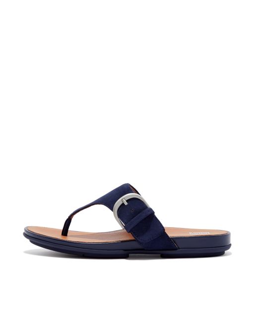 Fitflop Women Gracie Buckle Suede Toe-post Sandals, Outlet in Blue | Lyst UK