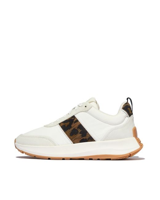 Fitflop White Women F-mode Flow Leopard Suede/fabric Trainers Leather/suede/fabric Polyester
