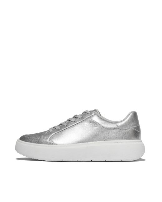 Fitflop White Women Rtg Metallic-leather Trainers Leather/pu