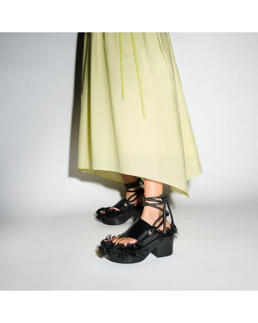 Fitflop Black Women Platfforms X Roksanda Leather/shearling Heeled Ankle-tie Sandals Leather/pu, Markdown