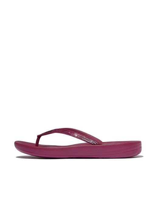 Fitflop Purple Iqushion Ombré-Sparkle Flip-Flops Rubber With Crystals, Markdown