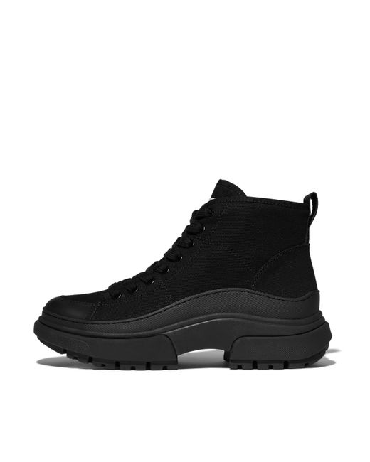 Fitflop Black Wylder Canvas Lace-Up Boots Cotton (Canvas & Binding)/Nylon-Webbing/Rubber (Mudguard)