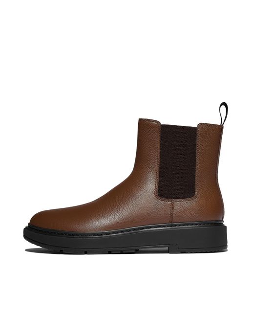 Fitflop Brown Skandi Tumbled-Leather Chelsea Boots for men