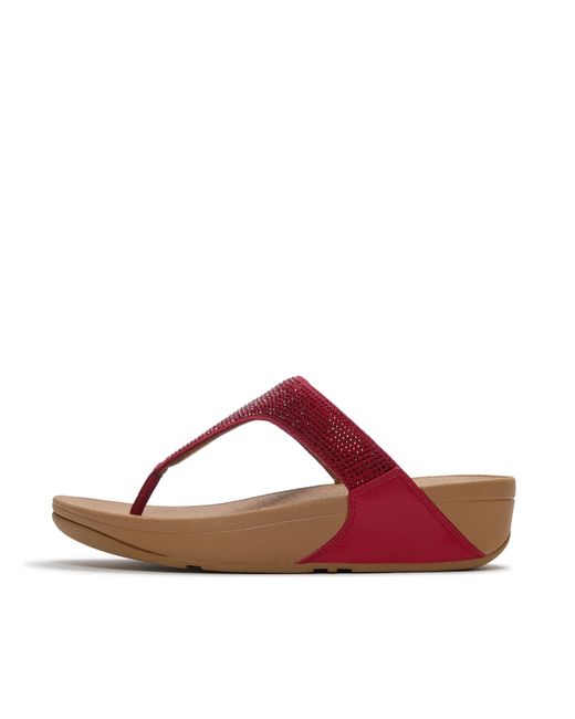 Fitflop Red Lulu Crystal-Embellished Toe-Post Sandals