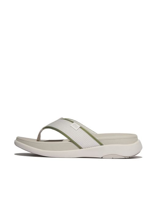 Fitflop White F-mode Go Mens Water-resistant Webbing Toe-post Sandals Webbing Polyester for men