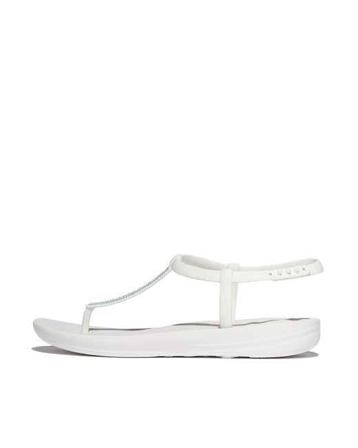 Fitflop White Iqushion Splash Sparkle T-Bar Sandals
