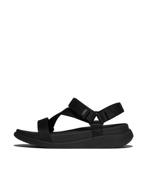 Fitflop Black Women F-mode Go Adjustable Webbing Z-strap Sandals Polyester Webbing Nylon