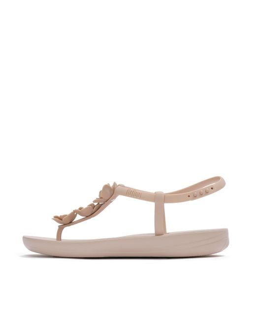 Fitflop Natural Iqushion Splash Flower T-Bar Sandals