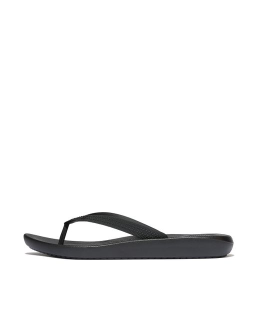 Fitflop Black Iqushion Textured-Strap Flip-Flops for men