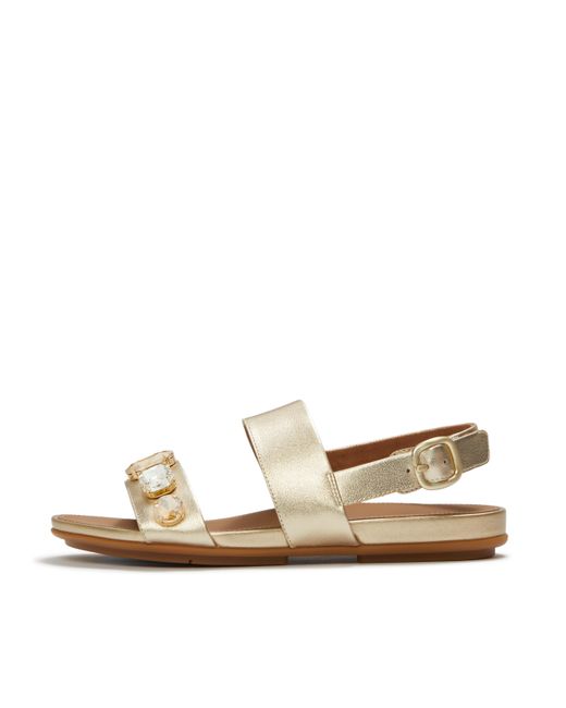 Fitflop Natural Gracie Ultra-Jewel Metallic-Leather Back-Strap Sandals