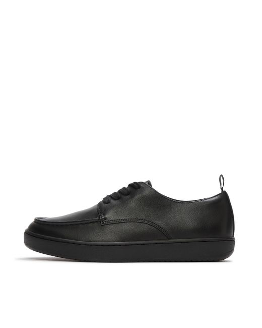 Fitflop Black Craft-Q Leather Moc Derby Shoes for men