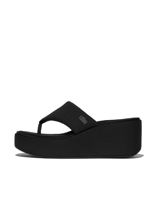Fitflop Black Platfforms Wedge Toe-Post Sandals