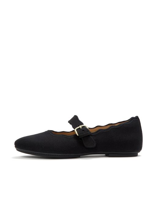 Fitflop Black Delicato Wave-Edge Canvas Mary Janes Polyester