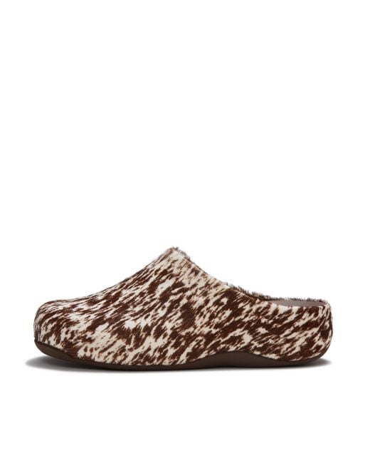 Fitflop Brown Shuv Leather Pony-Hair Mules, Size: Uk