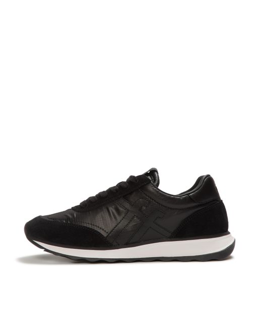 Fitflop Black Retro-Q Metallic-Fabric/Suede Trainers