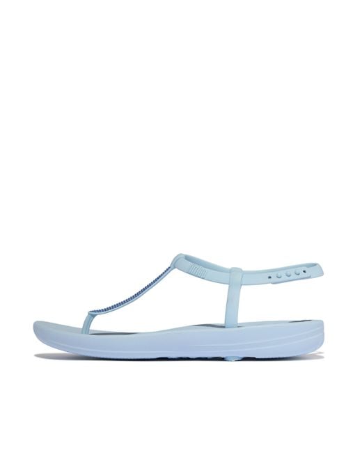 Fitflop Blue Iqushion Splash Sparkle T-Bar Sandals