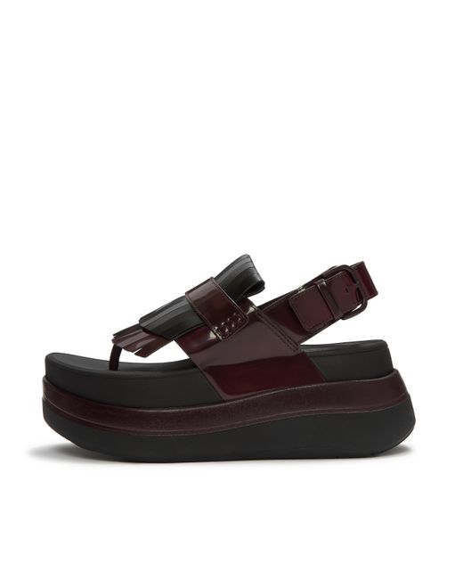 Fitflop Brown F-Mode Stack Leather Toe-Post Sandals