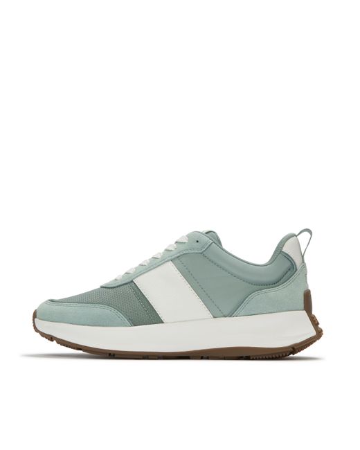 Fitflop White F-Mode Flow Fabric/Suede Trainers
