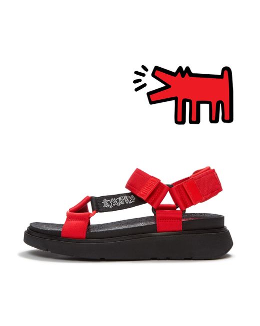 Fitflop Red Gen-Ff X Keith Haring T-Bar Sandals