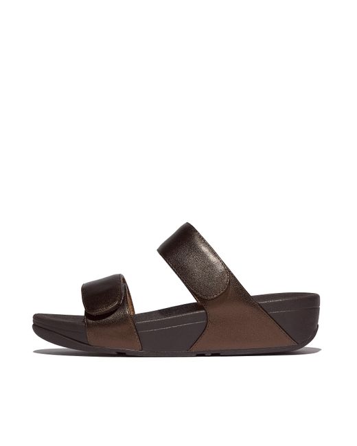 Fitflop Brown Women Lulu Adjustable Metallic-leather Slides