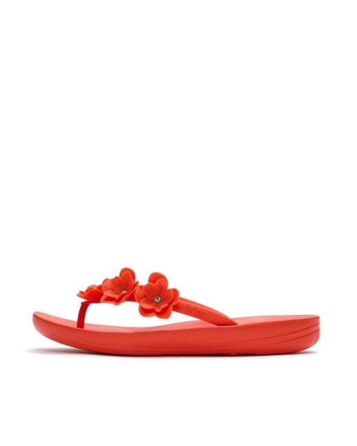 Fitflop Red Iqushion Flower Flip-Flops