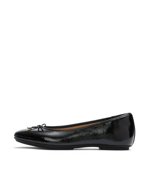 Fitflop Black Delicato Bow Textured Patent-Leather Ballerinas