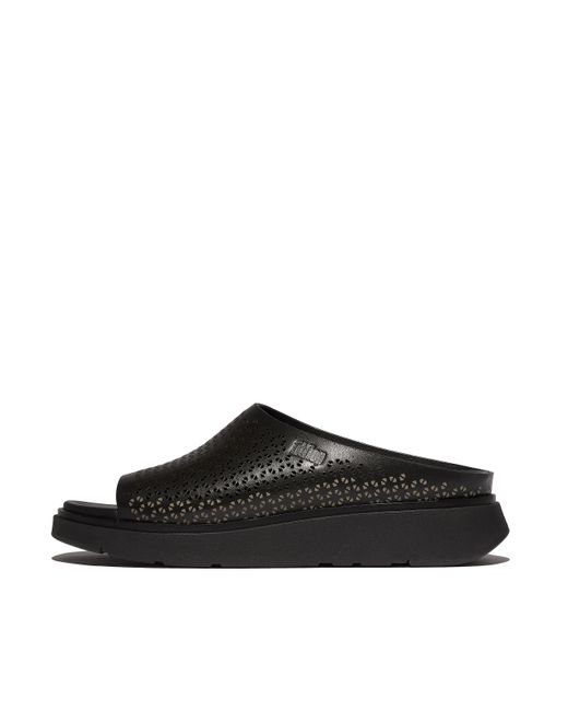 Fitflop Black Women Gen-ff Perf Leather Slides, Markdown