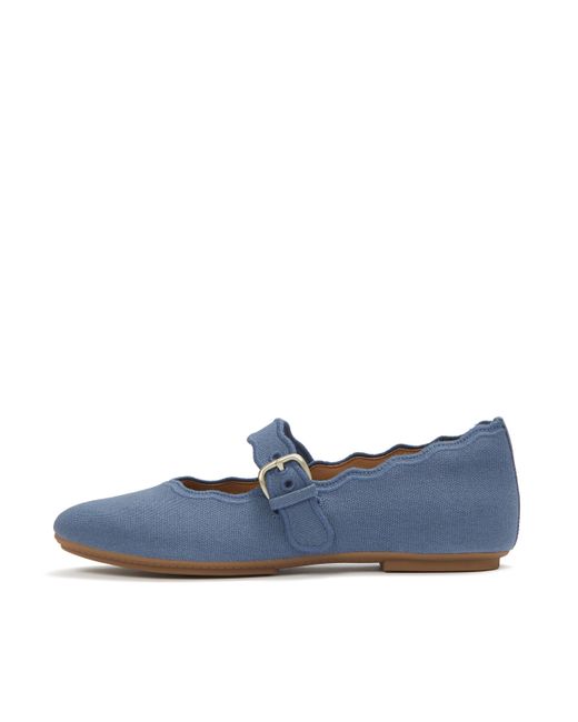 Fitflop Blue Delicato Wave-Edge Canvas Mary Janes Polyester
