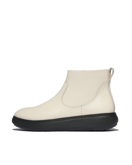 Fitflop Natural Iq-Comff Leather Zip Ankle Boots