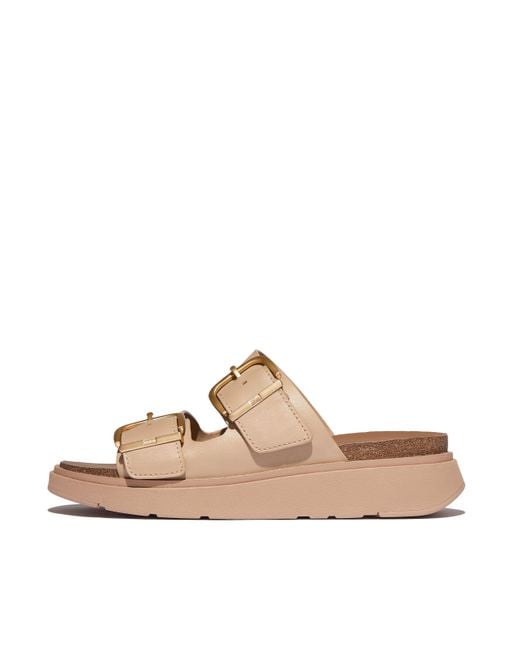 Fitflop Natural Women Gen-ff Buckle Two-bar Leather Slides, Markdown
