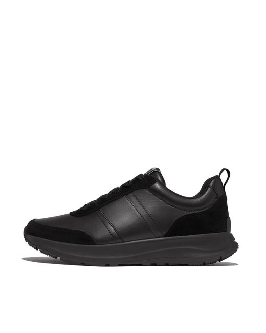 Fitflop Black F-Mode Flow Leather/Suede Trainers for men