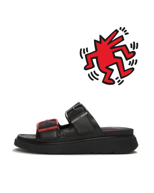 Fitflop Black Gen-Ff X Keith Haring Two-Bar Slides
