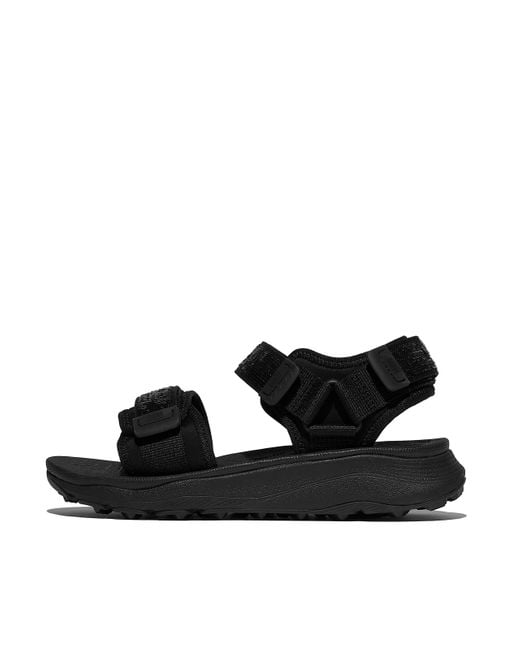 Fitflop Black Women Neo-d-hyker (xt) Sequin Water-resistant Adjustable Walking Sandals Polyester Webbing Nylon