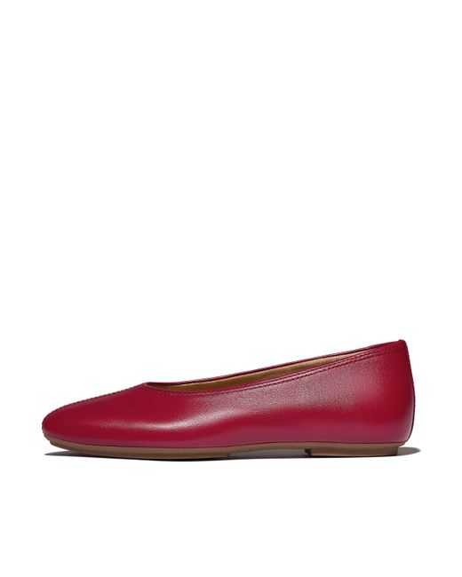 Fitflop Red Delicato High-Cut Soft-Leather Ballerinas
