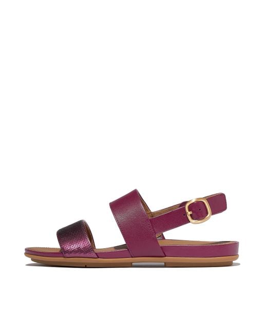 Fitflop Pink Gracie Sequin Leather Back-Strap Sandals Leather Sequin