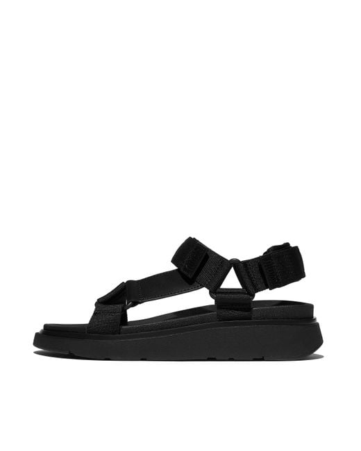 Fitflop Black Women Gen-ff Adjustable Webbing/leather Back-strap Sandals Polyester Webbing Nylon, Markdown