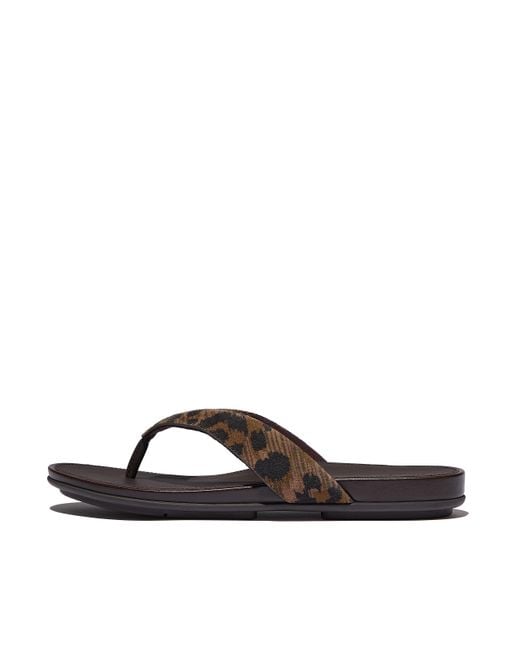 Fitflop Brown Women Gracie Leopard Suede Flip-flops Leather