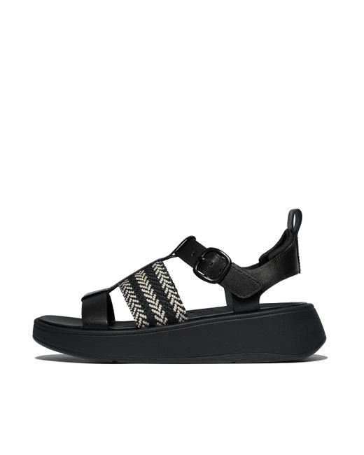 Fitflop Black Women F-mode Weave/leather Fisherman Sandals Leather/webbing
