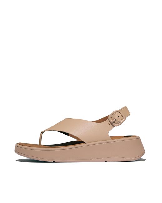 Fitflop Natural Women F-mode Leather Flatform Back-strap Toe-post Sandals, Markdown