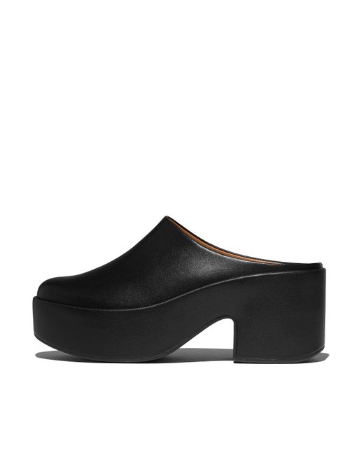 Fitflop Black Platfforms Leather Heeled Mules