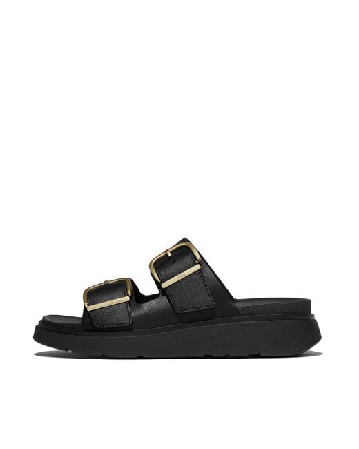 Fitflop Black Women Gen-ff Buckle Two-bar Leather Slides