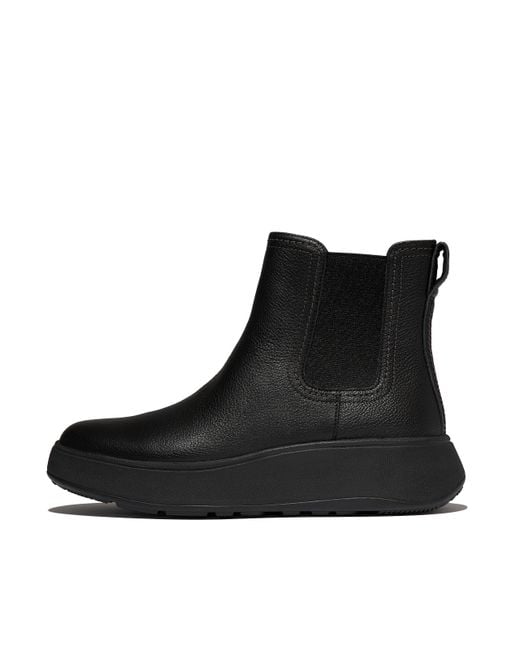 Fitflop Black F-Mode Stitch Tumbled-Leather Chelsea Boots Leather/Elastic