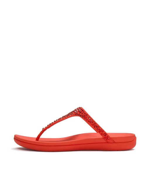 Fitflop Red Solay Mixed-Crystal Toe-Post Sandals