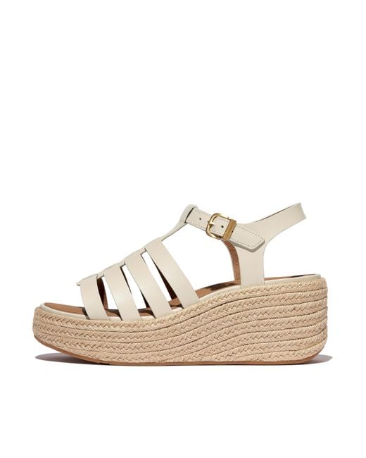 Fitflop Metallic Women Platfforms Espadrille Leather Fisherman Wedge Sandals, Markdown