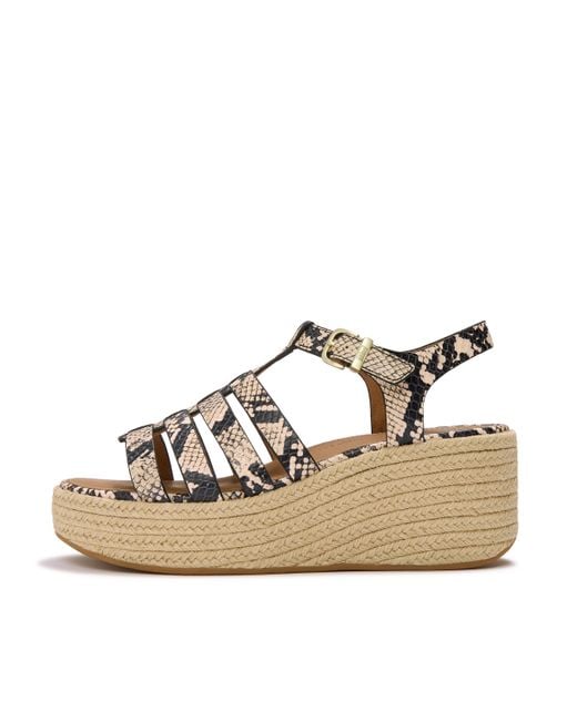 Fitflop Metallic Platfforms Leather Espadrille Wedge Sandals