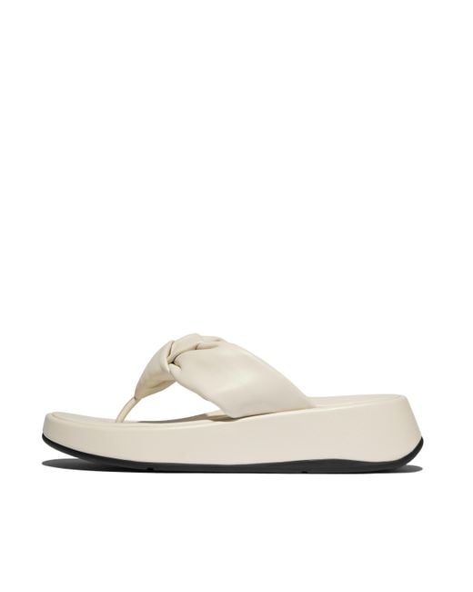 Fitflop White Women F-mode Knot Soft-leather Flatform Toe-post Sandals, Markdown